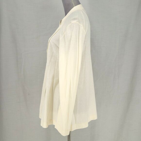 J Jill Top Womens Medium Ivory Cotton Knit Pleated Front Blouse Pullover Career - Picture 12 of 13